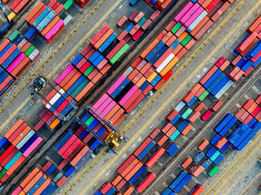 Colorful containers in a port